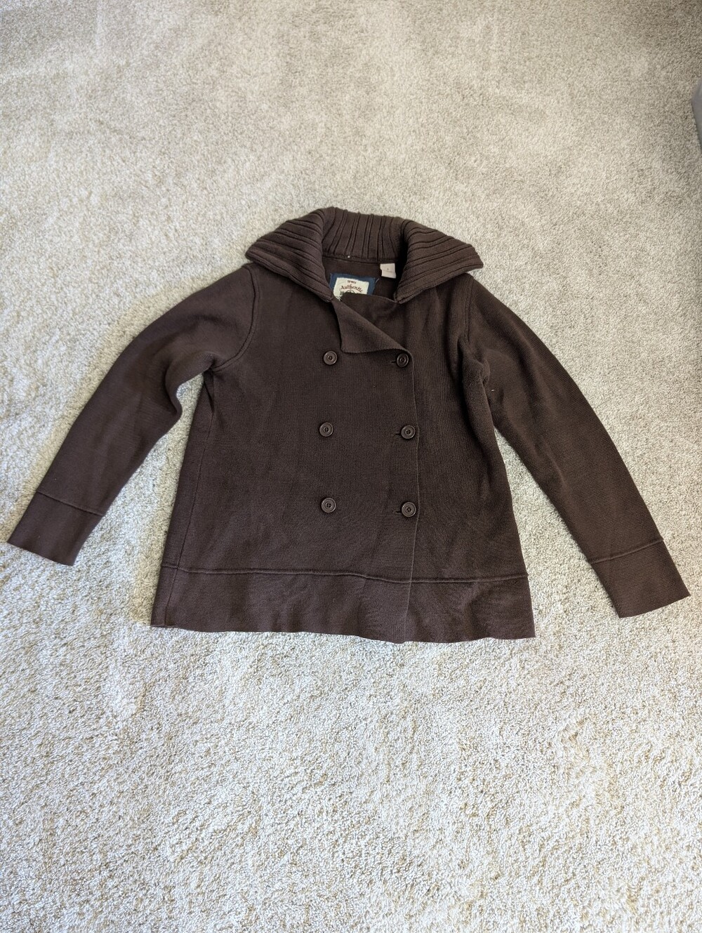 World Wide Sportsman Chocolate Brown Double-Breasted Knit Jacket - S